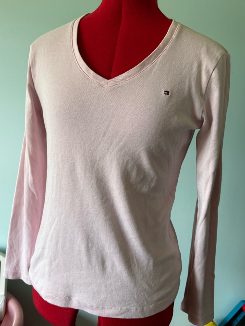 Tommy Hilfiger Light Pink V-Neck Long Sleeve Tee